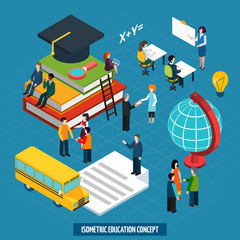 Obraz premium Education concept in isometric characters design 