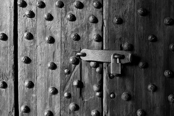 Ancient wooden door and lock