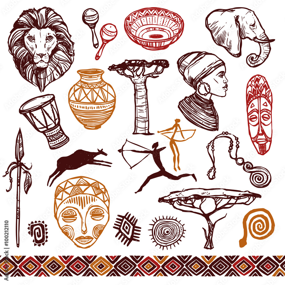 Wall mural Africa Doodle Set