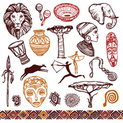 Africa Doodle Set - obrazy, fototapety, plakaty