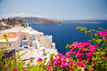 Obraz premium dreamlike trip to the island of Santorini July 17, 2014: At this time the beautiful weather and landscapes