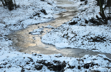 Cold river, snowy shore