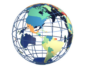 Political Globe, centered on the Americas