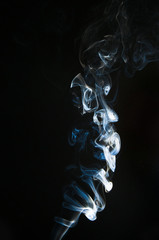 Smoke on black background close up