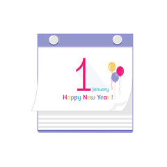 Happy New Year first january calendar sheet