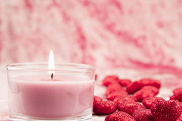 composition for Valentine's day in pink. Holiday card