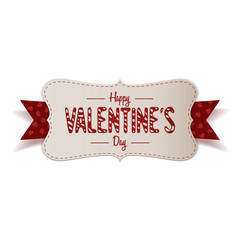 Valentines Day greeting Banner with red Ribbon