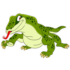 Fototapeta premium cute and happy cartoon varan (komodo dragon)