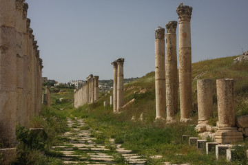 Ruins of the ancient Roman city of Gerasa, Jerash, Jordan