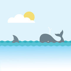 Obraz premium Rekin i wieloryb