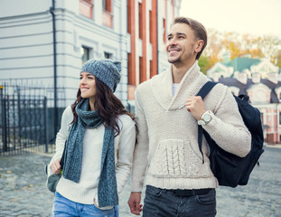 Young couple travels