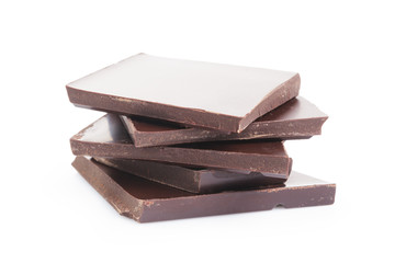 stack of thin chocolate bars isolated