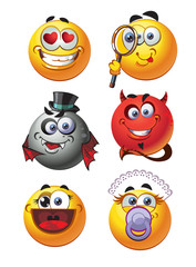 set of round smiles emotions