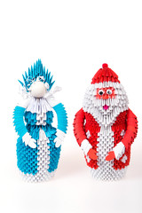 Santa Claus and Snow Maiden from the modular origami