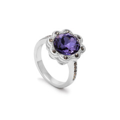 Tanzanite Gemstone and Marcasite Fashion Ring in Silver
