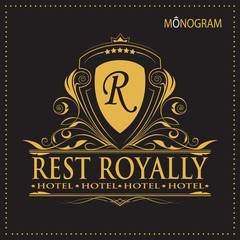 Vintage vector monogram.
Elegant emblem logo for restaurants, hotels, bars and boutiques. It can be used to design business cards, invitations, booklets and brochures.

