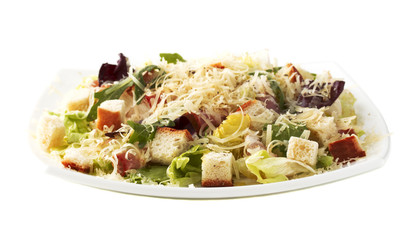 Caesar salad. On a white background. Isolated photo.