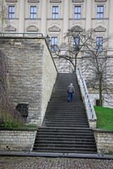 Fototapeta na wymiar PRAGUE, CZECH REPUBLIC - APRIL 29, 2013: Stairs to Czernin Palace that now is a Czech Ministry of Foreign Affairs