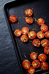 Oven roasted cherry tomatoes with oregano

