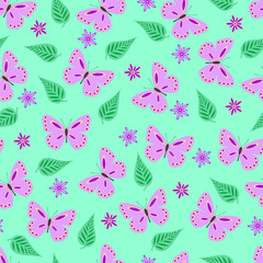 Butterflies seamless pattern for children