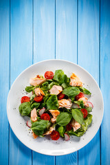 Fish salad - grilled salmon and vegetables 