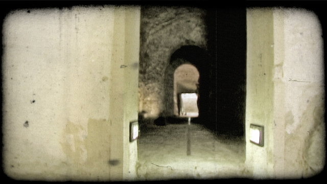 Dark Tunnel. Vintage stylized video clip.