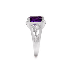 Cushion Cut Amethyst Ring in Silver