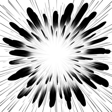 Comic book explosion vector illustration Black and white radial