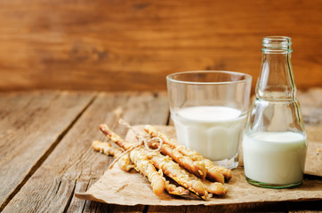 cheese bread sticks with milk