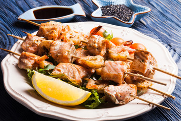Seafood shashlik