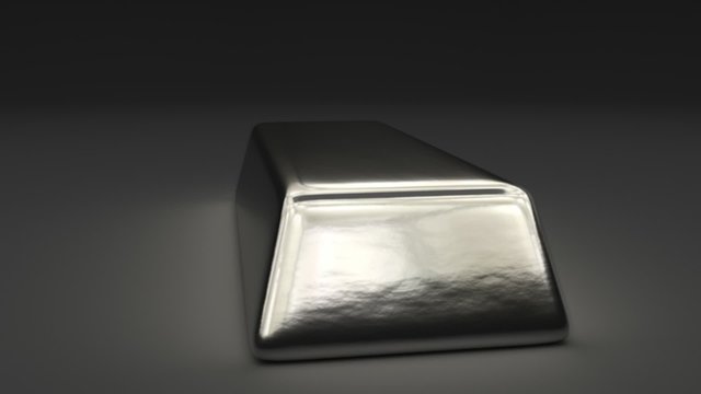 Animated realistic bar of silver in dark space. 360 degree camera tracking (no rotation). Special HDRI lighting to enhance realism in reflection and caustics.