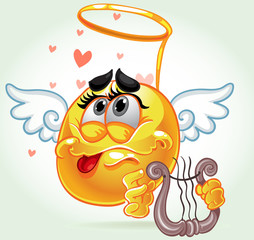 cheerful smile in costume angel