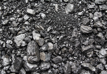 Heaps of mined coal on the surface. Backgrounds and textures