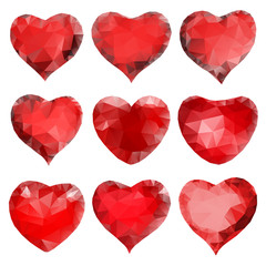 Obraz na płótnie Canvas Red hearts of triangles
