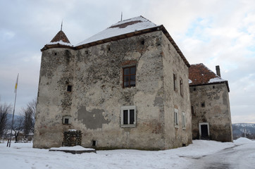 Ruins of abandoned medieval castle Szentmiklos,Ukraine