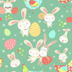 Easter cartoon seamless pattern