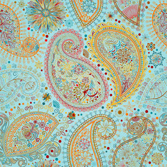 Vintage floral motif ethnic seamless background.
