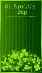 St. Patrick's Day green clover background dark