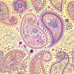 Vintage floral motif ethnic seamless background.