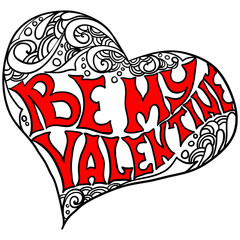 Decorative heart shape with the inscription Be my Valentine
