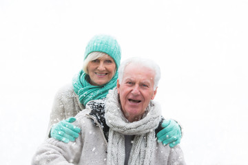 winter senior love couple