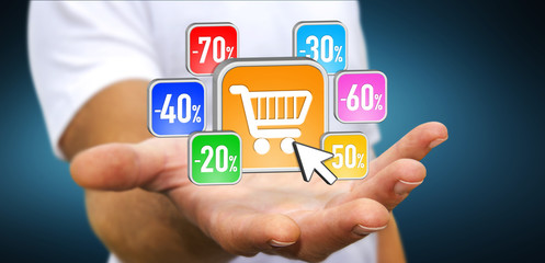 Young man shopping during sales period