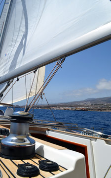 Yacht sailing in Atlantic ocean.Tenerife,Canary Islands.