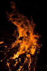 Obraz premium Fire flames on black background.