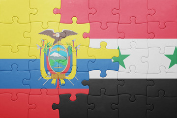 puzzle with the national flag of ecuador and syria