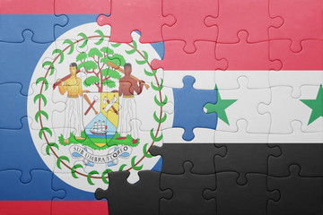 puzzle with the national flag of belize and syria