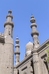 Fototapeta na wymiar Minaret of al Rifai mosque against a bright blue sky,Cairo, Egyp