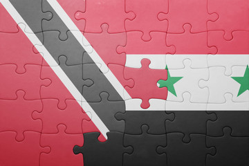 puzzle with the national flag of trinidad and tobago and syria