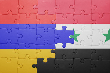 puzzle with the national flag of armenia and syria