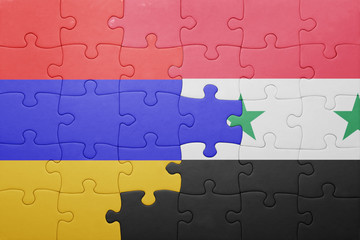 Fototapeta premium puzzle with the national flag of armenia and syria